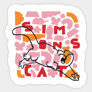 Simon's Cat Geo White & Pink Sticker